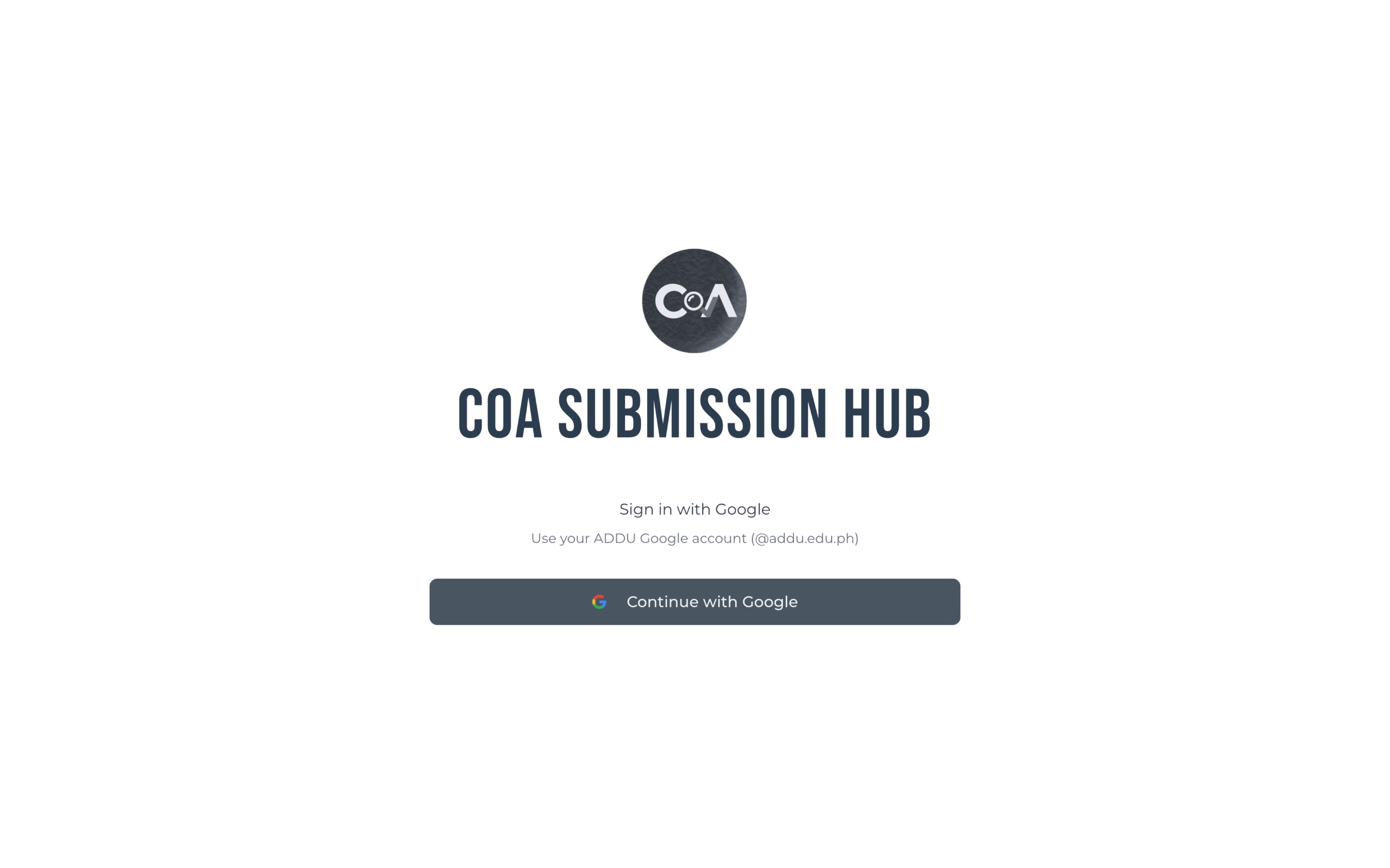 ADDU COA: Submission Hub
